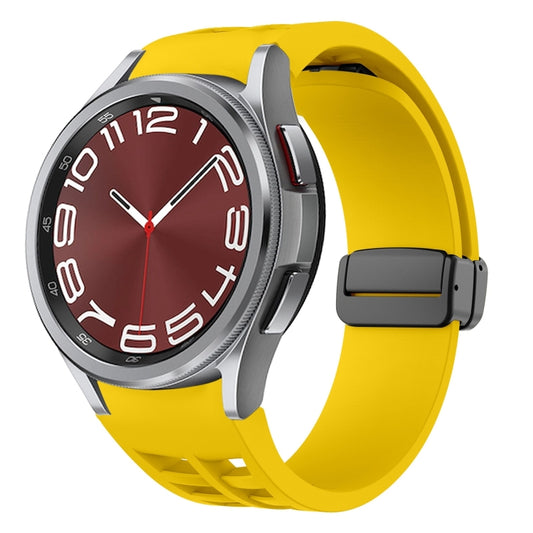 For Samsung Galaxy Watch 6 class 43 / 47mmic Richard Magnetic Folding Black Buckle Silicone Watch Band(Yellow) by bashfashion