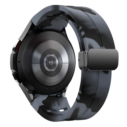 For Samsung Galaxy Watch 6 class 43 / 47mmic Richard Magnetic Folding Black Buckle Silicone Watch Band(Black Gray Camouflage) by bashfashion