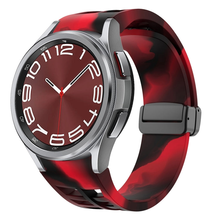 For Samsung Galaxy Watch 6 class 43 / 47mmic Richard Magnetic Folding Black Buckle Silicone Watch Band(Black Red Camouflage) by bashfashion