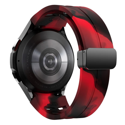 For Samsung Galaxy Watch 6 class 43 / 47mmic Richard Magnetic Folding Black Buckle Silicone Watch Band(Black Red Camouflage) by bashfashion