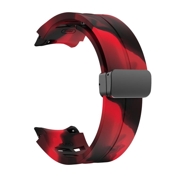For Samsung Galaxy Watch 6 class 43 / 47mmic Richard Magnetic Folding Black Buckle Silicone Watch Band(Black Red Camouflage) by bashfashion