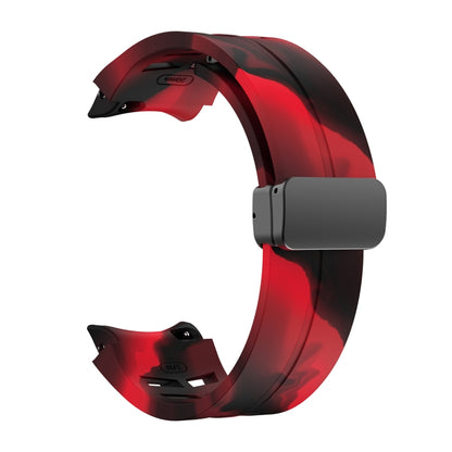 For Samsung Galaxy Watch 6 class 43 / 47mmic Richard Magnetic Folding Black Buckle Silicone Watch Band(Black Red Camouflage) by bashfashion