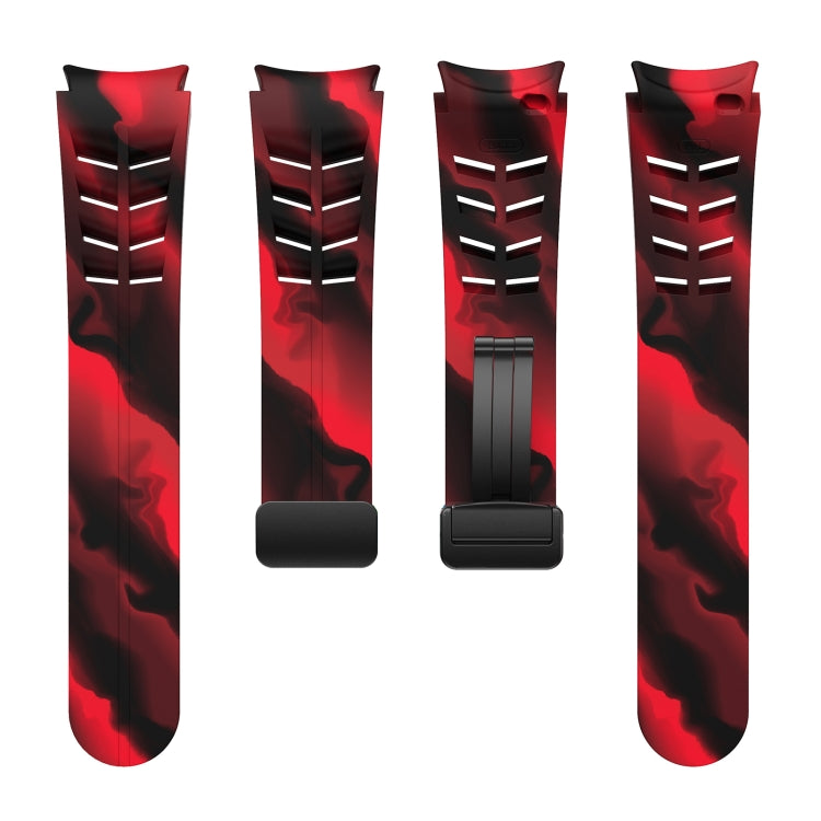 For Samsung Galaxy Watch 6 class 43 / 47mmic Richard Magnetic Folding Black Buckle Silicone Watch Band(Black Red Camouflage) by bashfashion