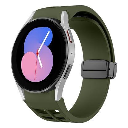 For Samsung Galaxy Watch 5 40 / 44mm Richard Magnetic Folding Black Buckle Silicone Watch Band(Army Green) by bashfashion