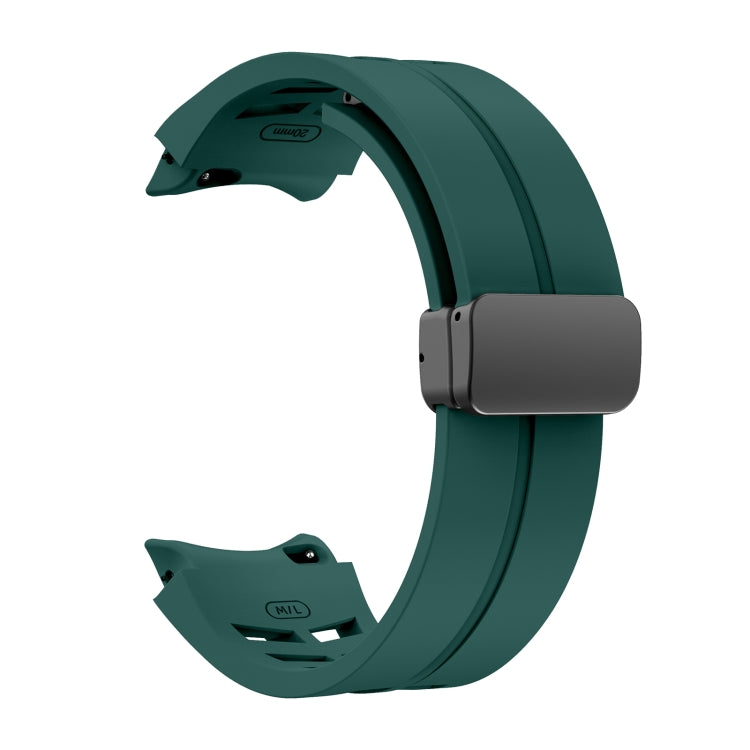 For Samsung Galaxy Watch 5 40 / 44mm Richard Magnetic Folding Black Buckle Silicone Watch Band(Dark Green) by bashfashion
