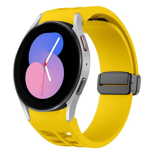 For Samsung Galaxy Watch 5 40 / 44mm Richard Magnetic Folding Black Buckle Silicone Watch Band(Yellow) by bashfashion
