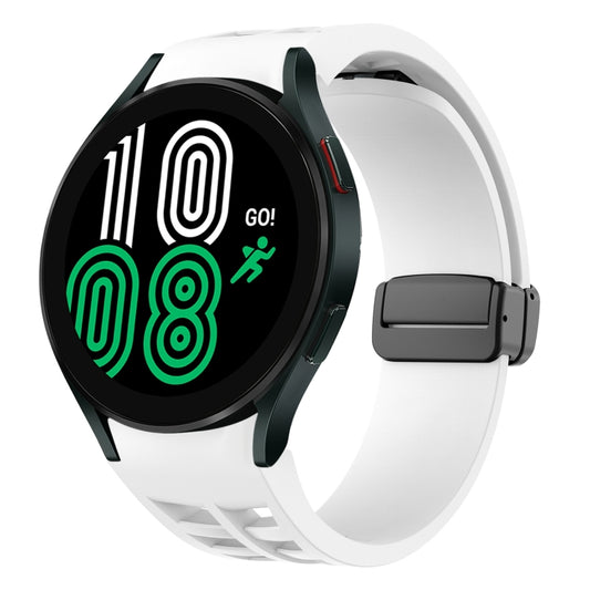Fou Samsung Galaxy Watch 4 40 / 44mm Richard Magnetic Folding Black Buckle Silicone Watch Band(White) by bashfashion