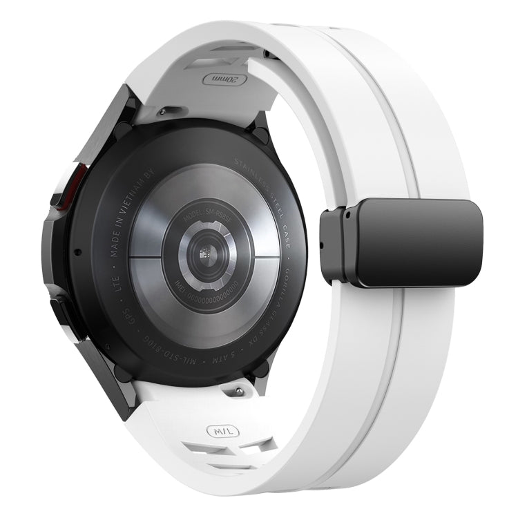 Fou Samsung Galaxy Watch 4 40 / 44mm Richard Magnetic Folding Black Buckle Silicone Watch Band(White) by bashfashion