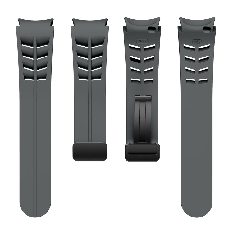 Fou Samsung Galaxy Watch 4 40 / 44mm Richard Magnetic Folding Black Buckle Silicone Watch Band(Space gray) by bashfashion