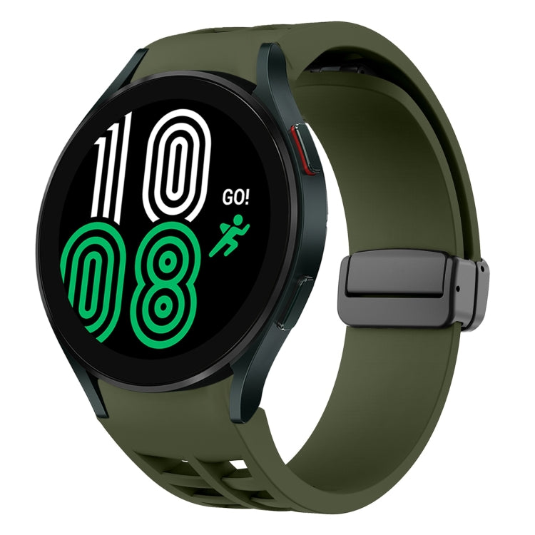 Fou Samsung Galaxy Watch 4 40 / 44mm Richard Magnetic Folding Black Buckle Silicone Watch Band(Army Green) by bashfashion