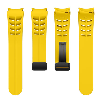 Fou Samsung Galaxy Watch 4 40 / 44mm Richard Magnetic Folding Black Buckle Silicone Watch Band(Yellow) by bashfashion