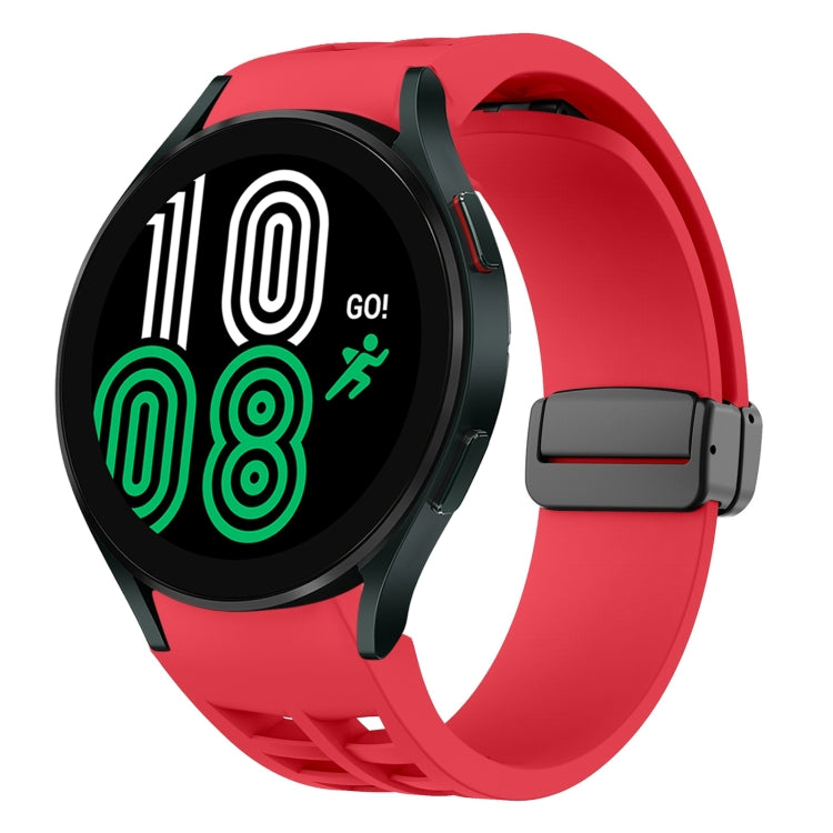 Fou Samsung Galaxy Watch 4 40 / 44mm Richard Magnetic Folding Black Buckle Silicone Watch Band(Red) by bashfashion