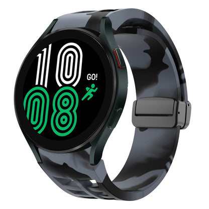 Fou Samsung Galaxy Watch 4 40 / 44mm Richard Magnetic Folding Black Buckle Silicone Watch Band(Black Gray Camouflage) by bashfashion