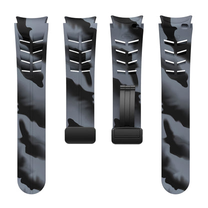 Fou Samsung Galaxy Watch 4 40 / 44mm Richard Magnetic Folding Black Buckle Silicone Watch Band(Black Gray Camouflage) by bashfashion