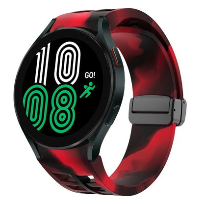 Fou Samsung Galaxy Watch 4 40 / 44mm Richard Magnetic Folding Black Buckle Silicone Watch Band(Black Red Camouflage) by bashfashion