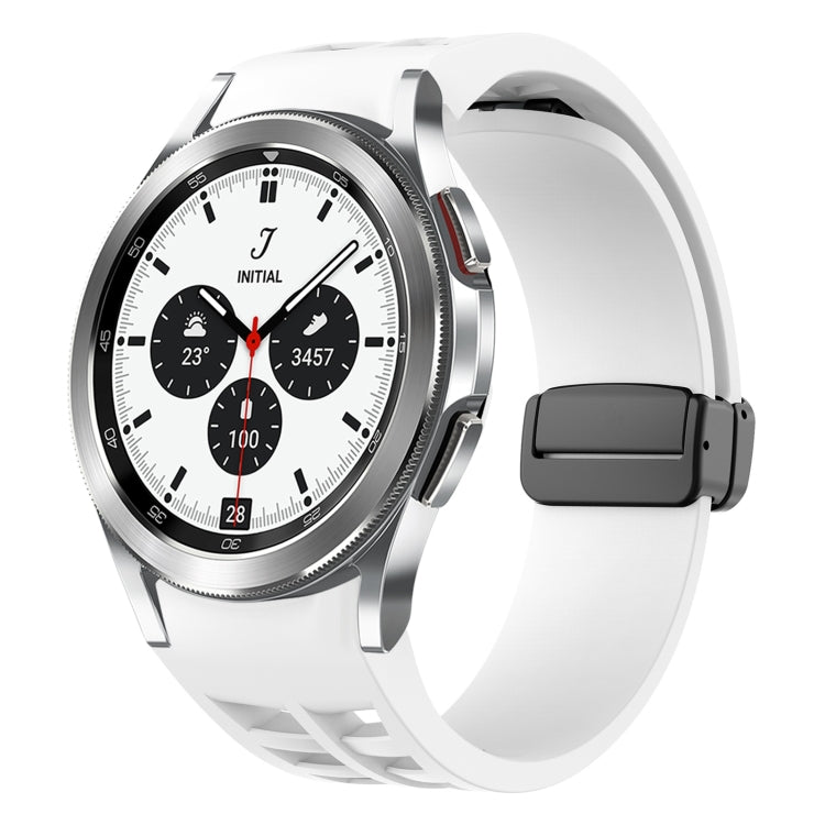 For Samsung Galaxy Watch 4 classic 42 / 46mm Richard Magnetic Folding Black Buckle Silicone Watch Band(White) by bashfashion