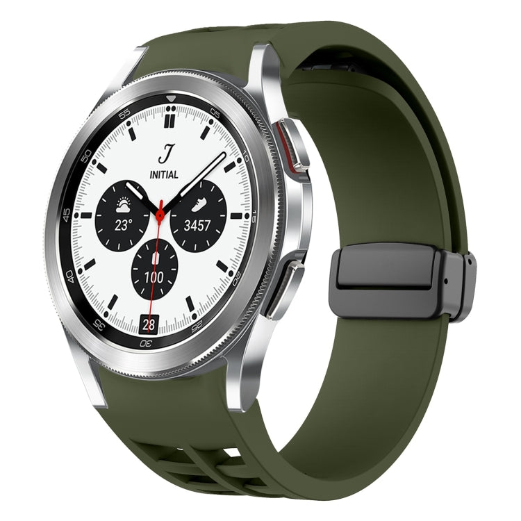 For Samsung Galaxy Watch 4 classic 42 / 46mm Richard Magnetic Folding Black Buckle Silicone Watch Band(Army Green) by bashfashion