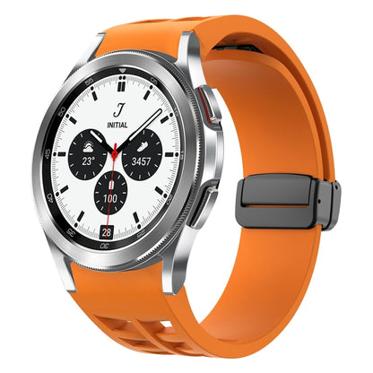 For Samsung Galaxy Watch 4 classic 42 / 46mm Richard Magnetic Folding Black Buckle Silicone Watch Band(Orange) by bashfashion