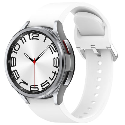 For Samsung Galaxy Watch 6 Classic 47mm Solid Color Silver Buckle Quick Release Silicone Watch Band(White) by bashfashion