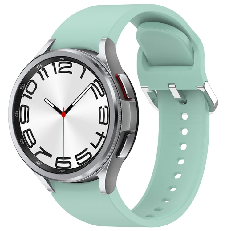For Samsung Galaxy Watch 6 Classic 47mm Solid Color Silver Buckle Quick Release Silicone Watch Band(Teal) by bashfashion