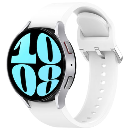 For Samsung Galaxy Watch 6 44mm Solid Color Silver Buckle Quick Release Silicone Watch Band(White) by bashfashion