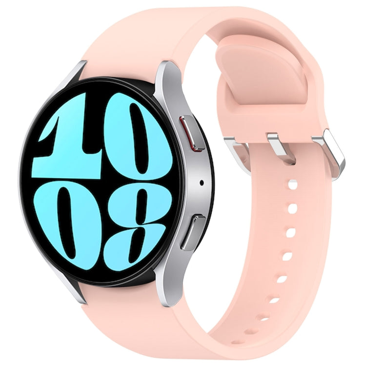 For Samsung Galaxy Watch 6 44mm Solid Color Silver Buckle Quick Release Silicone Watch Band(Pink) by bashfashion