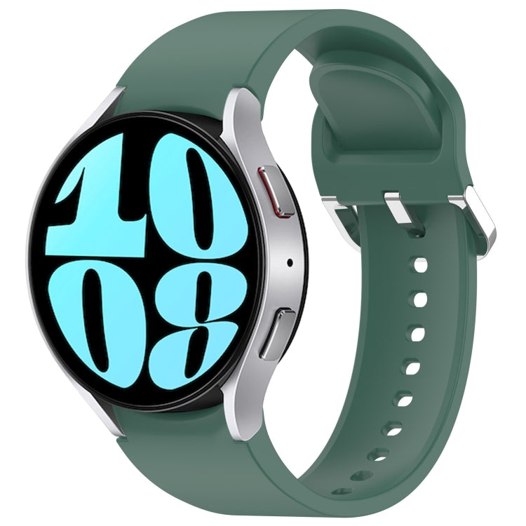 For Samsung Galaxy Watch 6 44mm Solid Color Silver Buckle Quick Release Silicone Watch Band(Green) by bashfashion