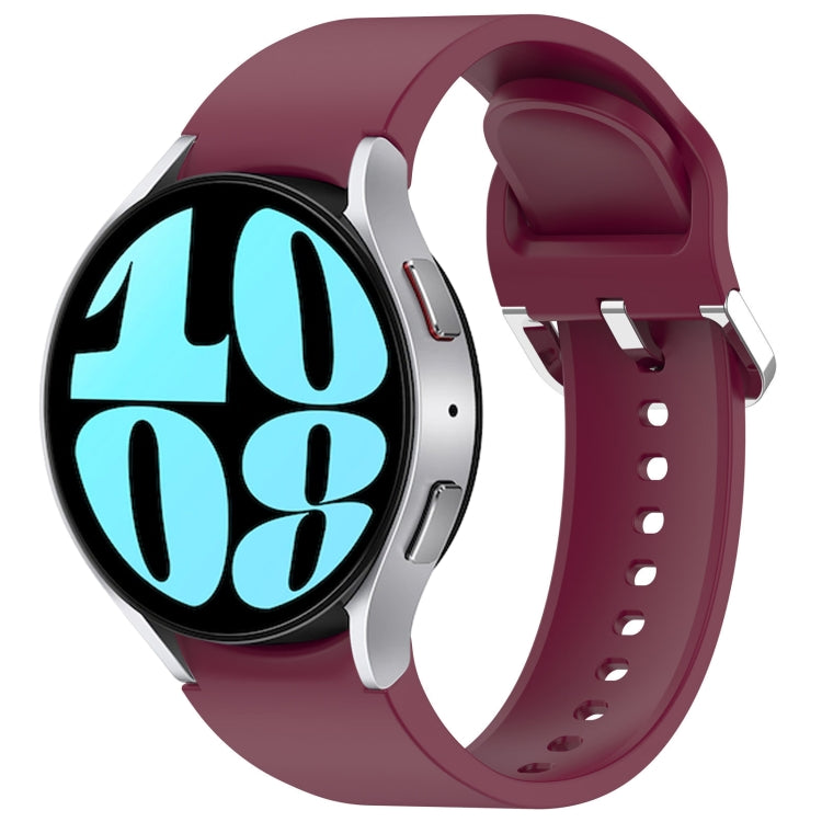 For Samsung Galaxy Watch 6 40mm Solid Color Silver Buckle Quick Release Silicone Watch Band(Wine Red) by bashfashion