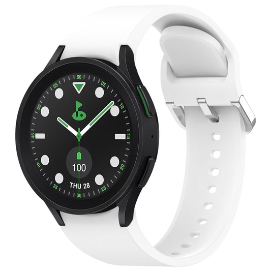 For Samsung Galaxy watch 5 Pro Golf Edition Solid Color Silver Buckle Quick Release Silicone Watch Band(White) by bashfashion