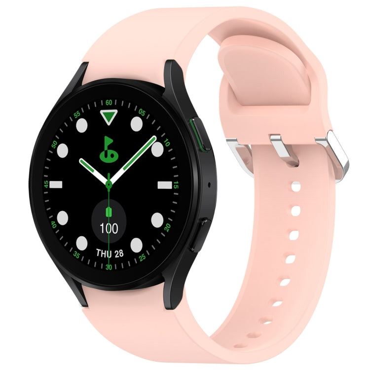 For Samsung Galaxy watch 5 Golf Edition Solid Color Silver Buckle Quick Release Silicone Watch Band(Pink) by bashfashion
