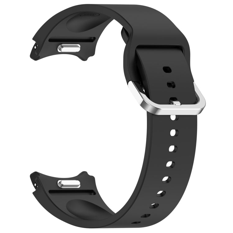 For Samsung Galaxy watch 5 Golf Edition Solid Color Silver Buckle Quick Release Silicone Watch Band(Black) by bashfashion