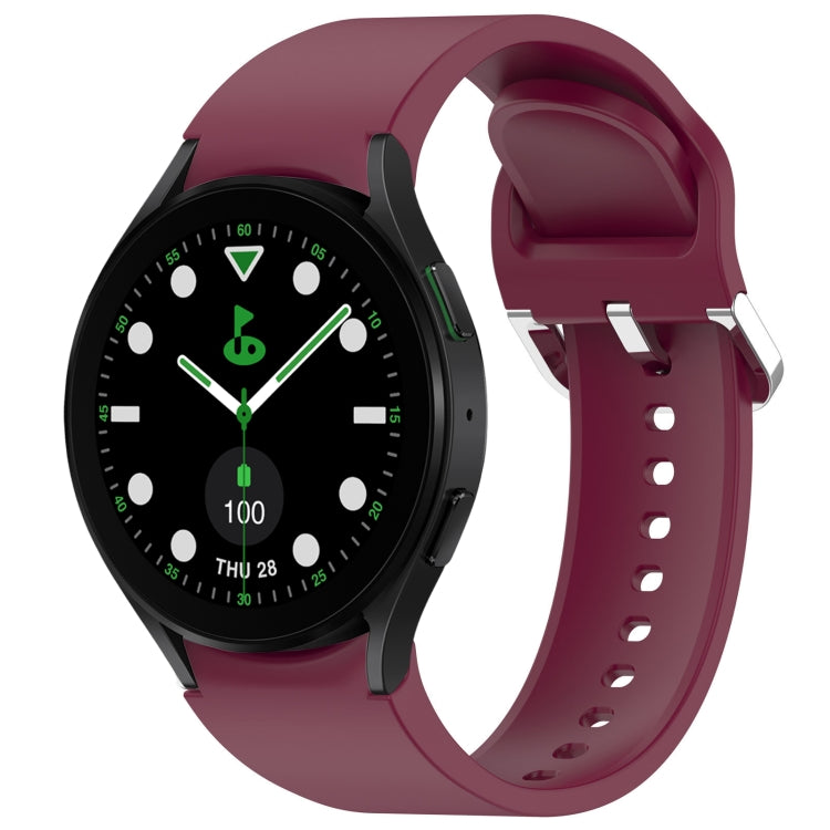 For Samsung Galaxy watch 5 Golf Edition Solid Color Silver Buckle Quick Release Silicone Watch Band(Wine Red) by bashfashion