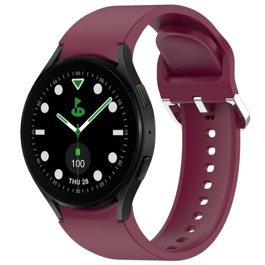 For Samsung Galaxy watch 5 Golf Edition Solid Color Silver Buckle Quick Release Silicone Watch Band(Wine Red) by bashfashion