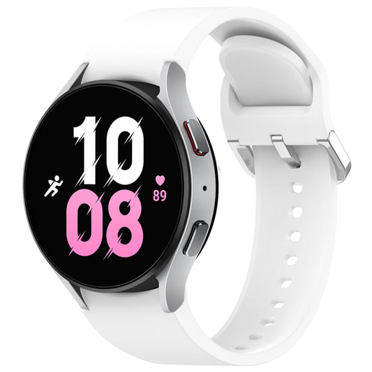 For Samsung Galaxy Watch 5 44mm Solid Color Silver Buckle Quick Release Silicone Watch Band(White) by bashfashion