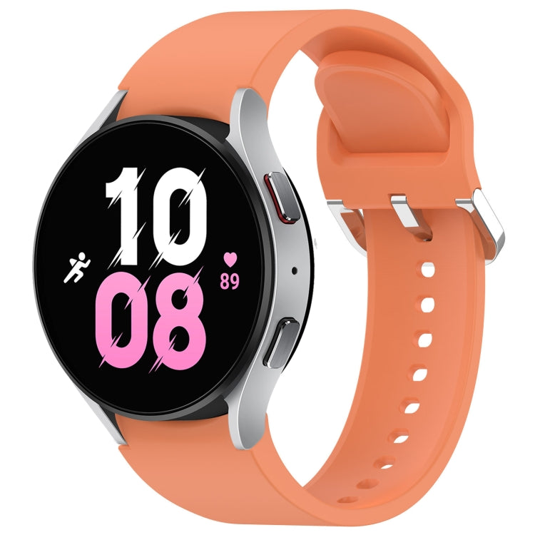For Samsung Galaxy Watch 5 44mm Solid Color Silver Buckle Quick Release Silicone Watch Band(Orange) by bashfashion