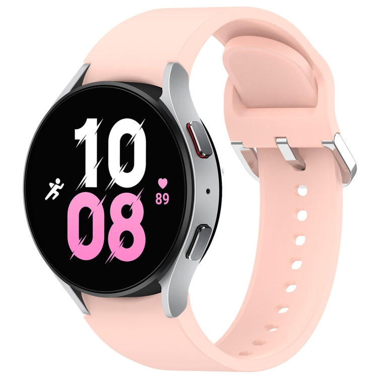 For Samsung Galaxy Watch 5 44mm Solid Color Silver Buckle Quick Release Silicone Watch Band(Pink) by bashfashion