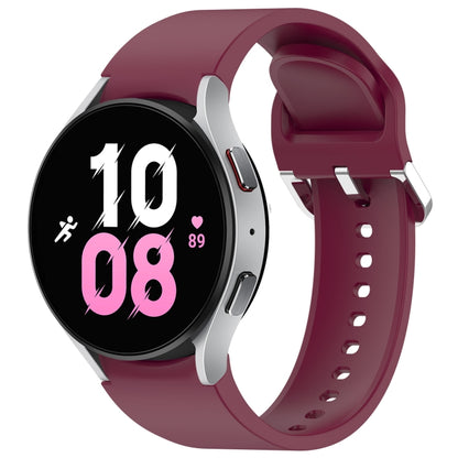 For Samsung Galaxy Watch 5 44mm Solid Color Silver Buckle Quick Release Silicone Watch Band(Wine Red) by bashfashion