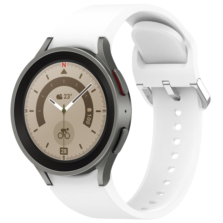 For Samsung Galaxy Watch 5 Pro 45mm Solid Color Silver Buckle Quick Release Silicone Watch Band(White) by bashfashion