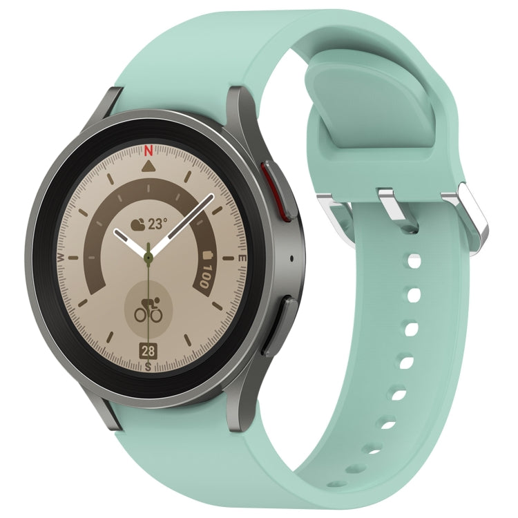 For Samsung Galaxy Watch 5 Pro 45mm Solid Color Silver Buckle Quick Release Silicone Watch Band(Teal) by bashfashion