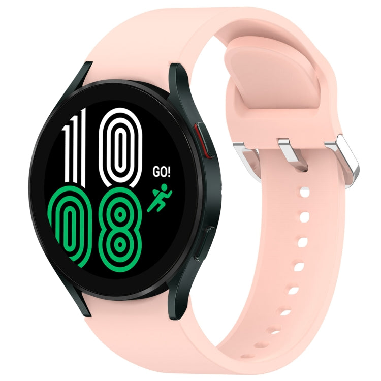 For Samsung Galaxy Watch 4 44mm Solid Color Silver Buckle Quick Release Silicone Watch Band(Pink) by bashfashion