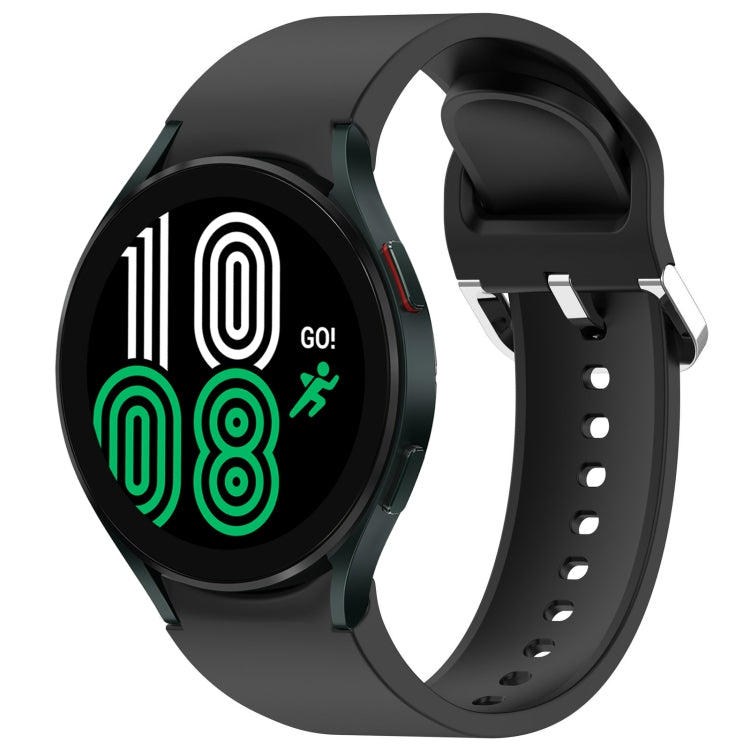 For Samsung Galaxy Watch 4 44mm Solid Color Silver Buckle Quick Release Silicone Watch Band(Black) by bashfashion