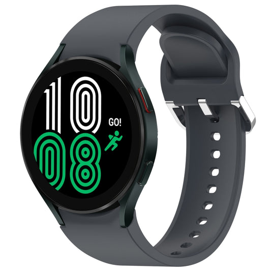 For Samsung Galaxy Watch 4 44mm Solid Color Silver Buckle Quick Release Silicone Watch Band(Grey) by bashfashion