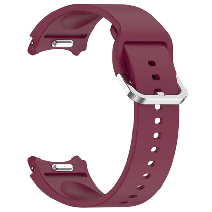 For Samsung Galaxy Watch 4 44mm Solid Color Silver Buckle Quick Release Silicone Watch Band(Wine Red) by bashfashion