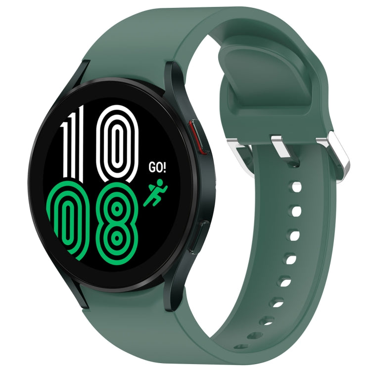 For Samsung Galaxy Watch 4 44mm Solid Color Silver Buckle Quick Release Silicone Watch Band(Green) by bashfashion