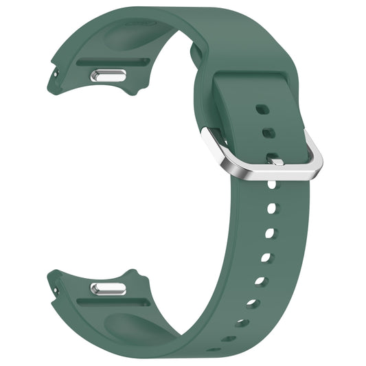 For Samsung Galaxy Watch 4 44mm Solid Color Silver Buckle Quick Release Silicone Watch Band(Green) by bashfashion