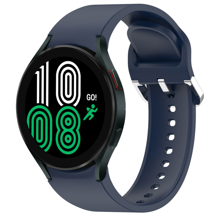 For Samsung Galaxy Watch 4 44mm Solid Color Silver Buckle Quick Release Silicone Watch Band(Midnight Blue) by bashfashion