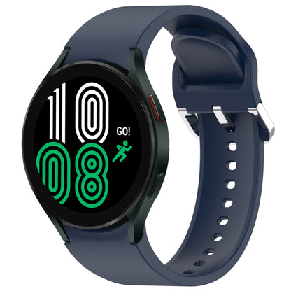 For Samsung Galaxy Watch 4 44mm Solid Color Silver Buckle Quick Release Silicone Watch Band(Midnight Blue) by bashfashion