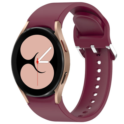 For Samsung Galaxy Watch 4 40mm Solid Color Silver Buckle Quick Release Silicone Watch Band(Wine Red) by bashfashion