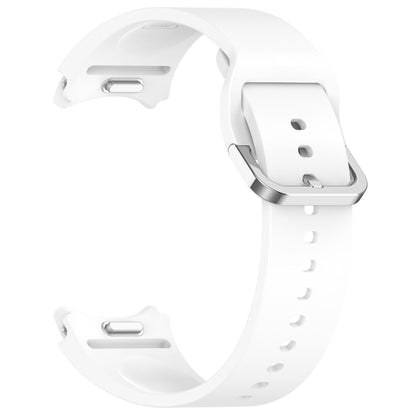 For Samsung Galaxy Watch 7 44mm Solid Color Silver Buckle Quick Release Silicone Watch Band(White) by bashfashion
