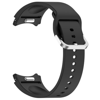 For Samsung Galaxy Watch 7 40mm Solid Color Silver Buckle Quick Release Silicone Watch Band(Black) by bashfashion